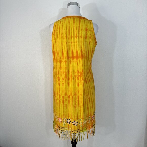 Neon BeachWear Mexico Womens Sundress Sz EX Yellow Orange Sleeveless Frills - Picture 6 of 12
